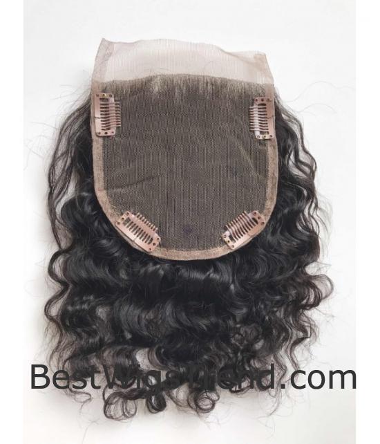 5x5 Curly Brazilian Remy Human Hair Lace Hair Topper - 3